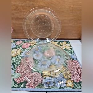 Vintage Clear Glass Plate & Dish Lot - Glasbake #46 #47, 9” 10” Plates, set of 2